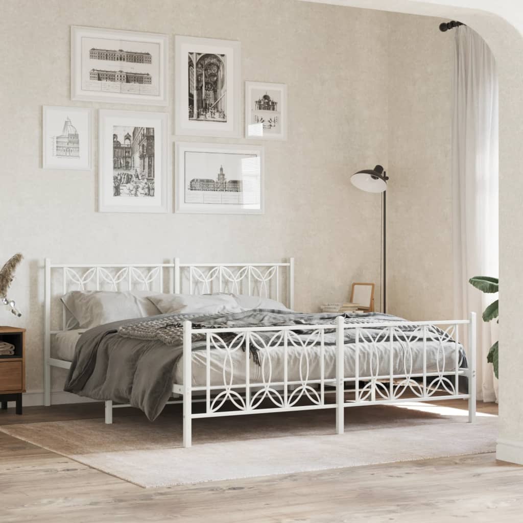 Bedframe met hoofd- en voeteneinde metaal wit 183x213 cm is nu te koop bij PeponiXL, paradijselijk wonen!