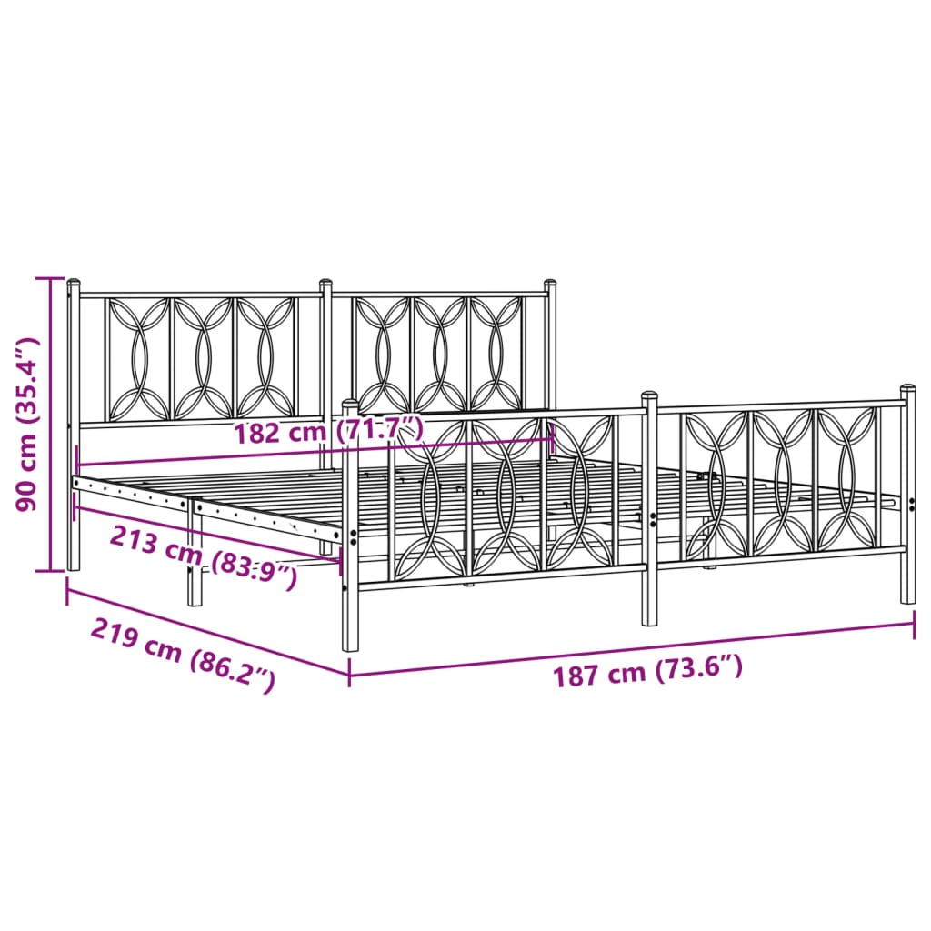 Bedframe met hoofd- en voeteneinde metaal wit 183x213 cm is nu te koop bij PeponiXL, paradijselijk wonen!