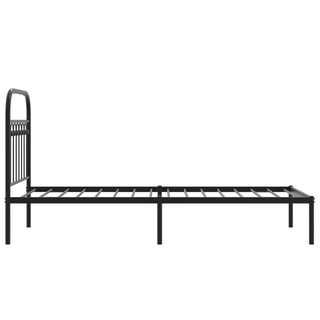 Bedframe met hoofdbord metaal zwart 75x190 cm is nu te koop bij PeponiXL, paradijselijk wonen!
