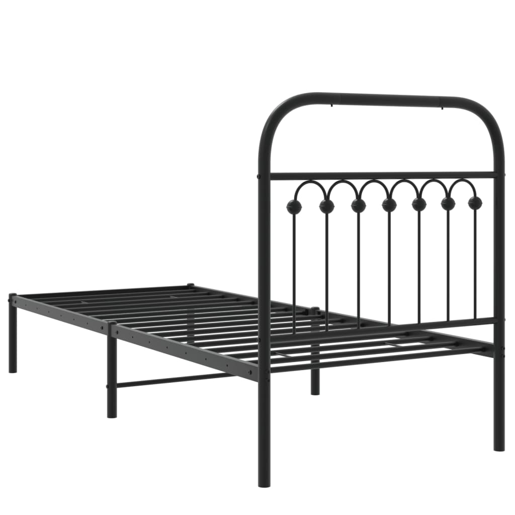 Bedframe met hoofdbord metaal zwart 80x200 cm is nu te koop bij PeponiXL, paradijselijk wonen!