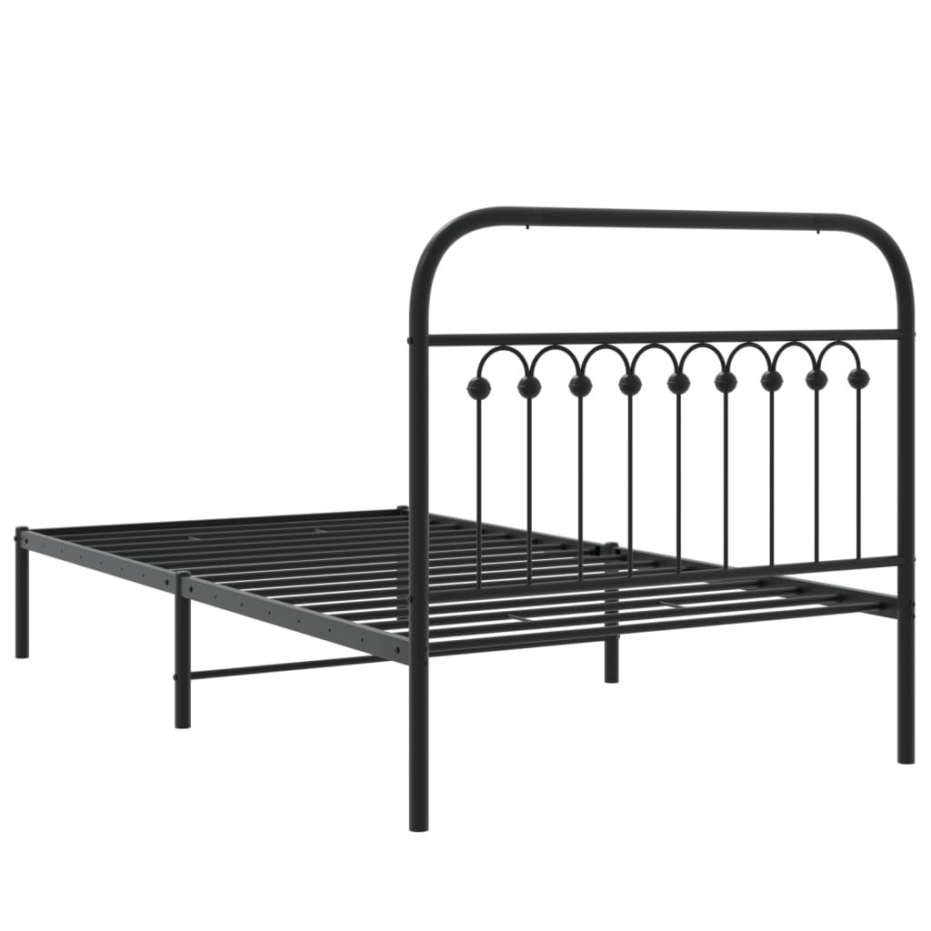 Bedframe met hoofdbord metaal zwart 100x190 cm is nu te koop bij PeponiXL, paradijselijk wonen!