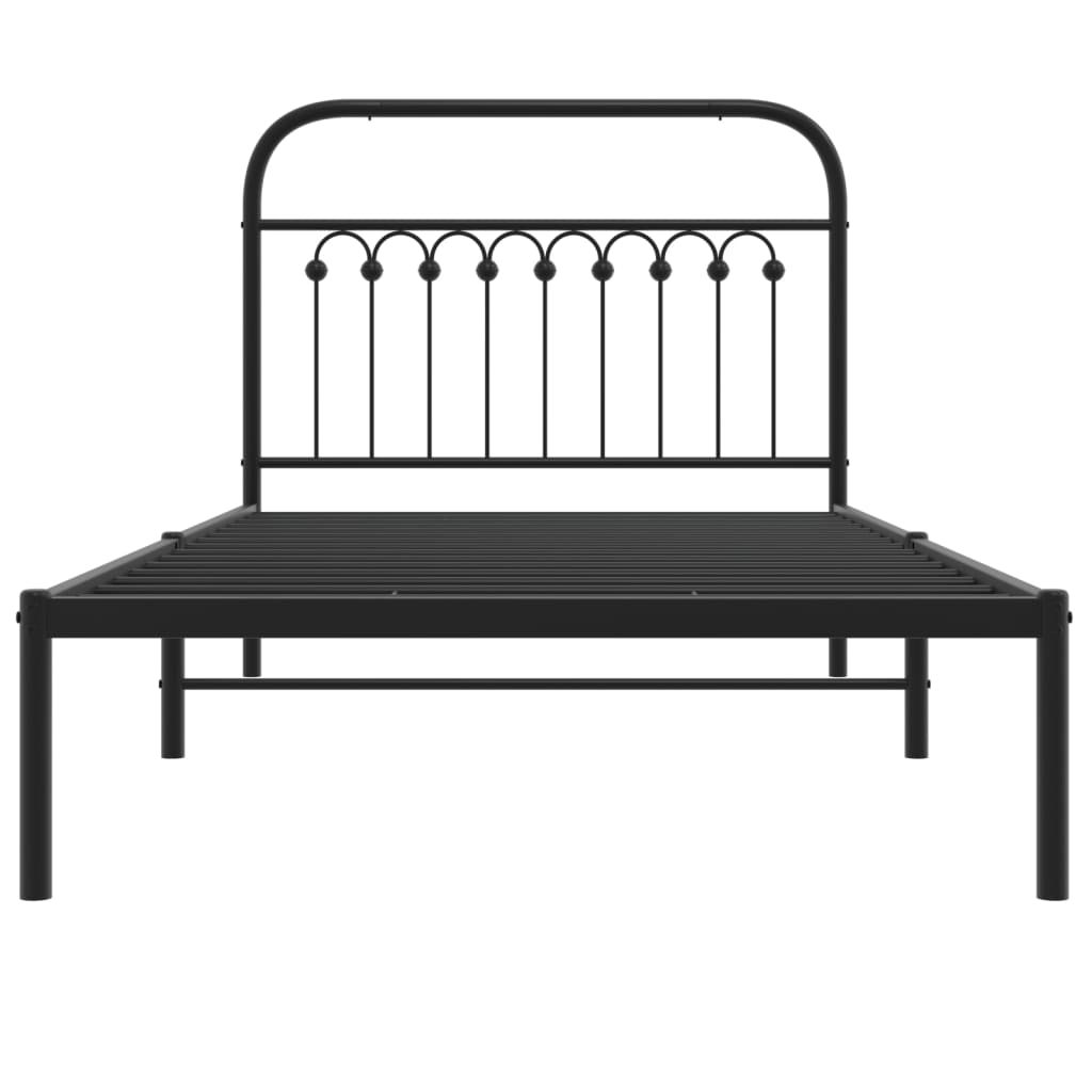 Bedframe met hoofdbord metaal zwart 100x200 cm is nu te koop bij PeponiXL, paradijselijk wonen!