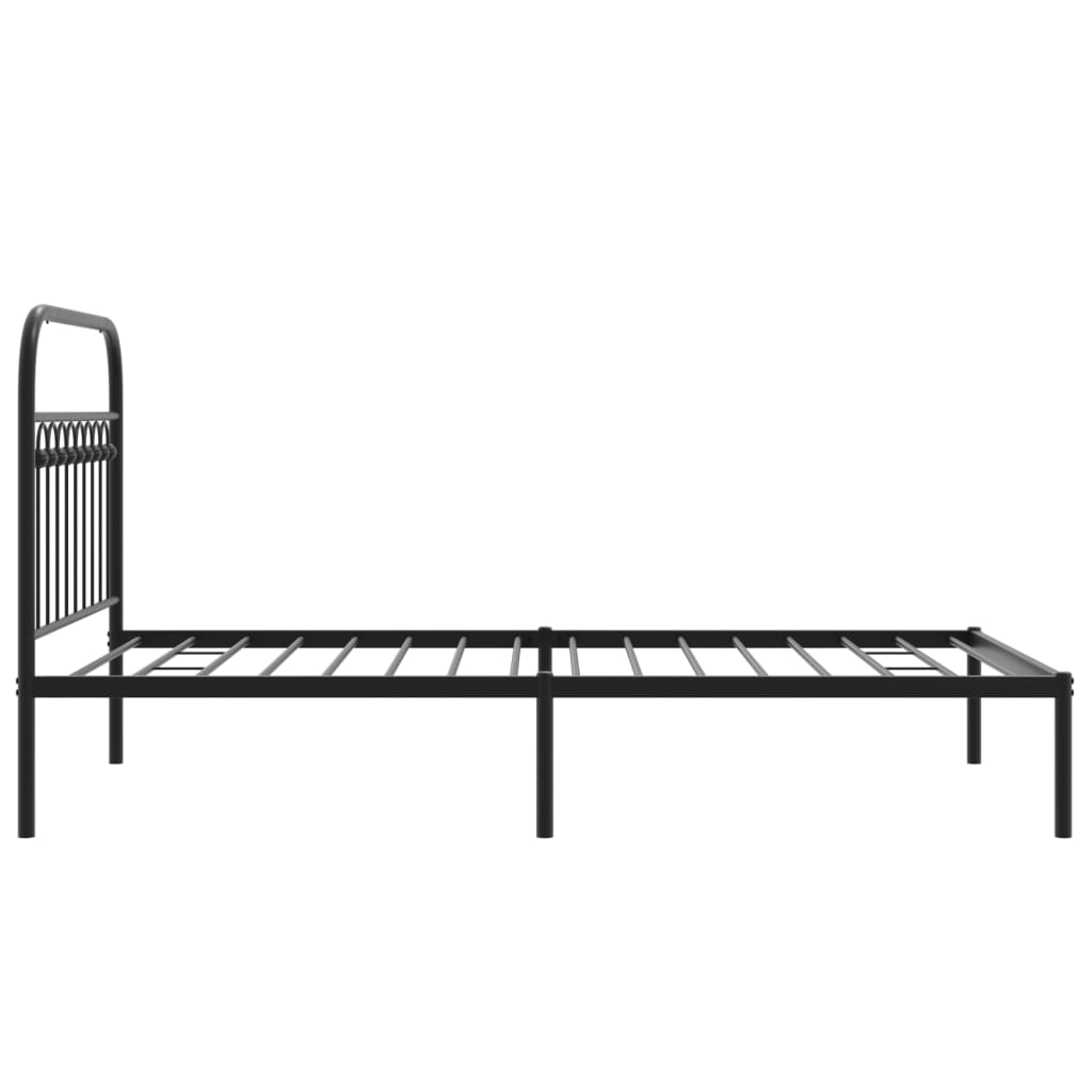 Bedframe met hoofdbord metaal zwart 100x200 cm is nu te koop bij PeponiXL, paradijselijk wonen!