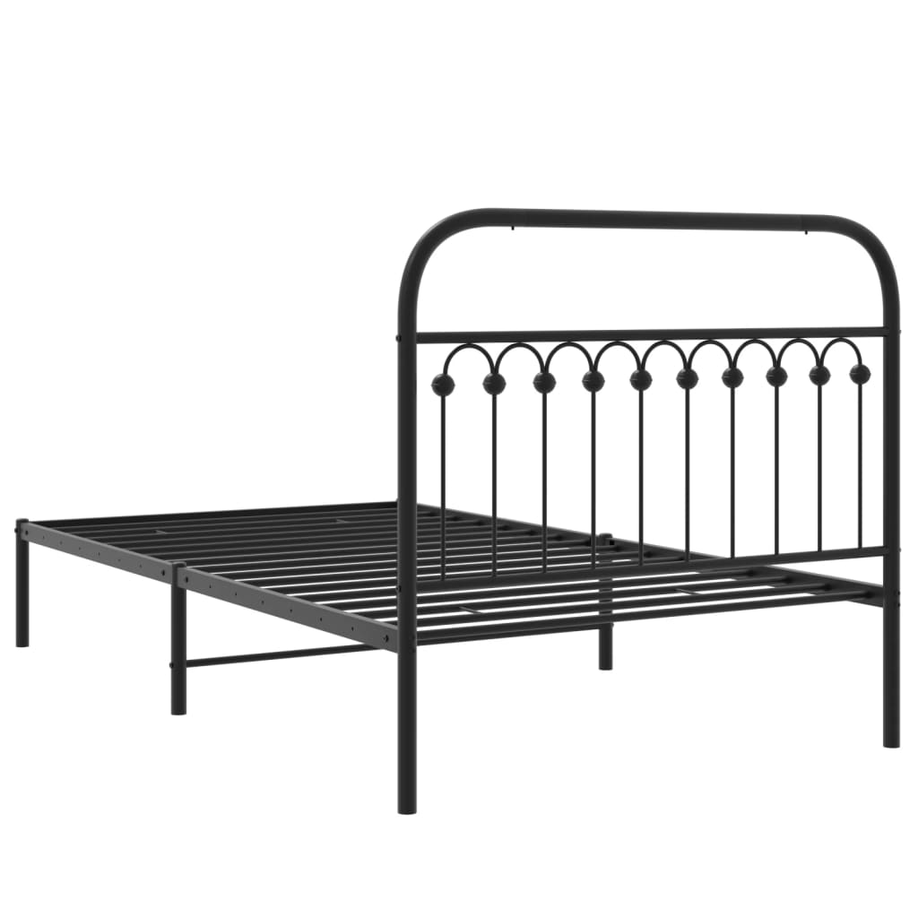 Bedframe met hoofdbord metaal zwart 107x203 cm is nu te koop bij PeponiXL, paradijselijk wonen!
