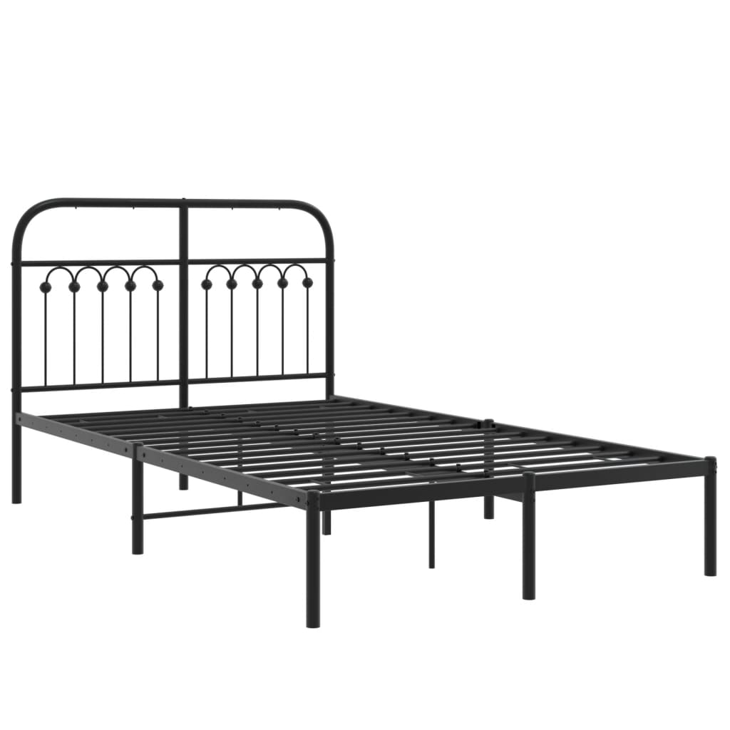 Bedframe met hoofdbord metaal zwart 120x190 cm is nu te koop bij PeponiXL, paradijselijk wonen!