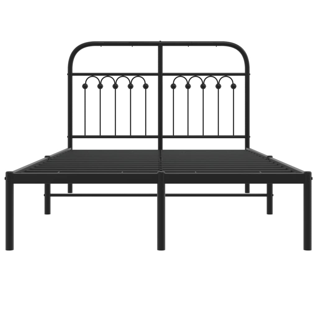 Bedframe met hoofdbord metaal zwart 120x190 cm is nu te koop bij PeponiXL, paradijselijk wonen!