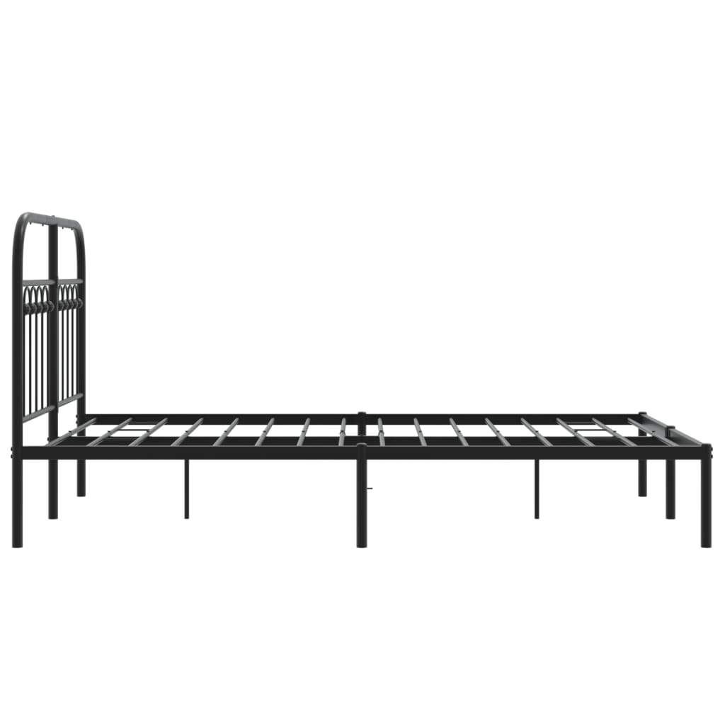 Bedframe met hoofdbord metaal zwart 120x190 cm is nu te koop bij PeponiXL, paradijselijk wonen!