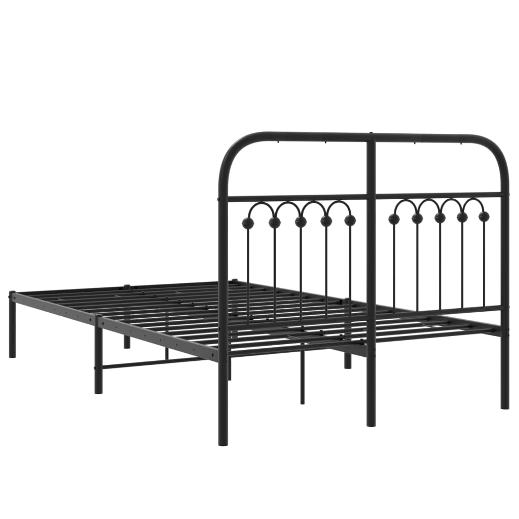 Bedframe met hoofdbord metaal zwart 120x190 cm is nu te koop bij PeponiXL, paradijselijk wonen!