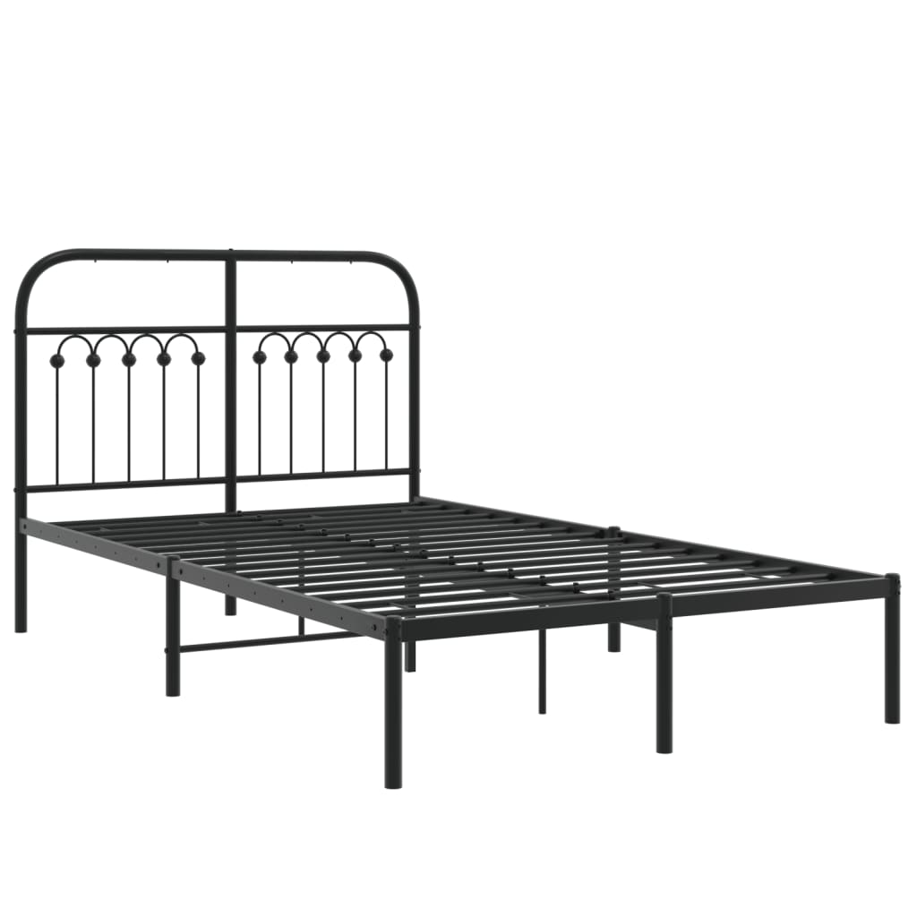 Bedframe met hoofdbord metaal zwart 120x200 cm is nu te koop bij PeponiXL, paradijselijk wonen!