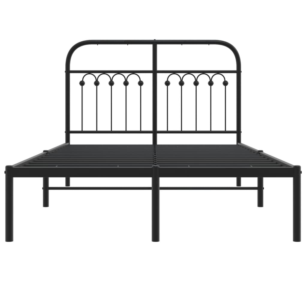 Bedframe met hoofdbord metaal zwart 120x200 cm is nu te koop bij PeponiXL, paradijselijk wonen!