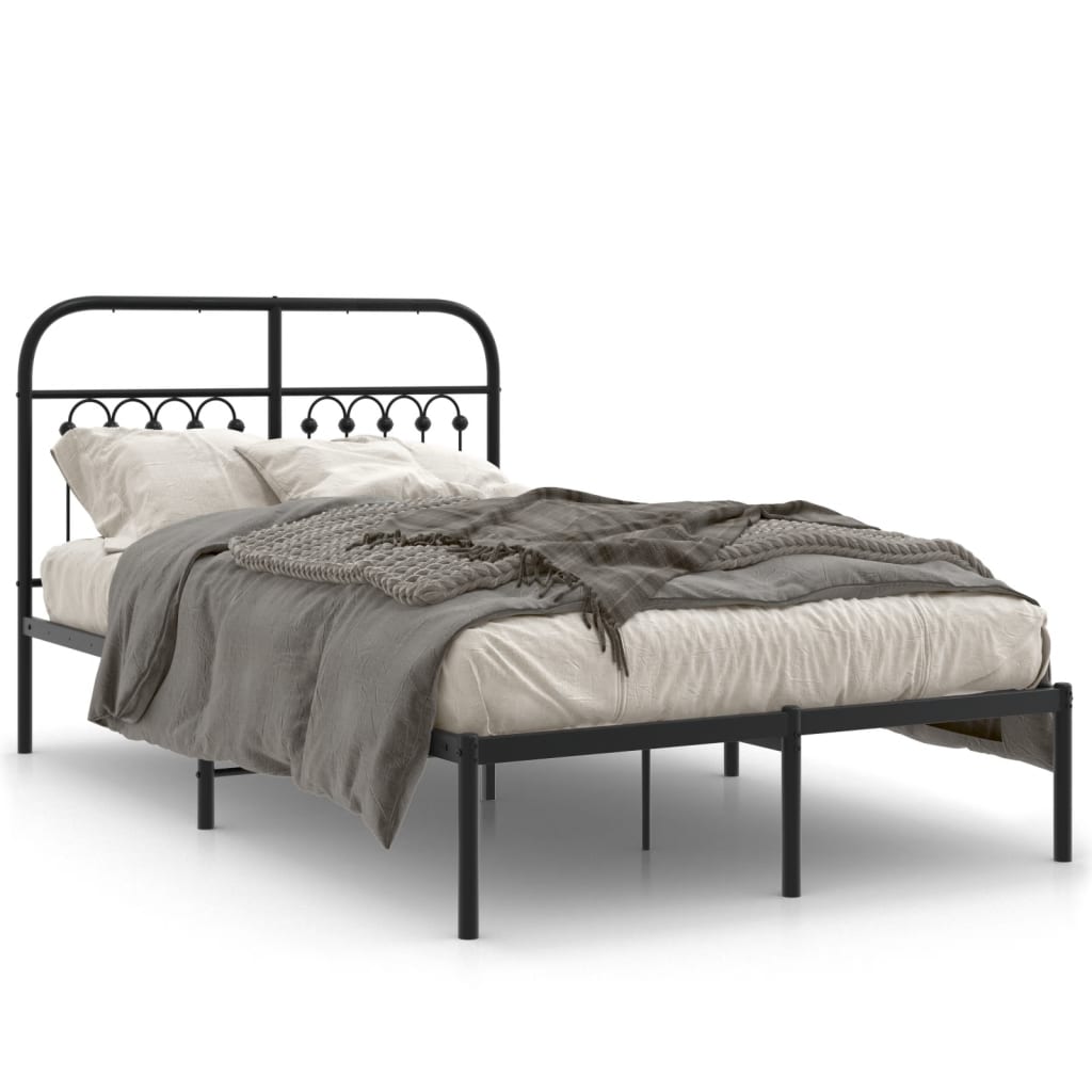 Bedframe met hoofdbord metaal zwart 120x200 cm is nu te koop bij PeponiXL, paradijselijk wonen!