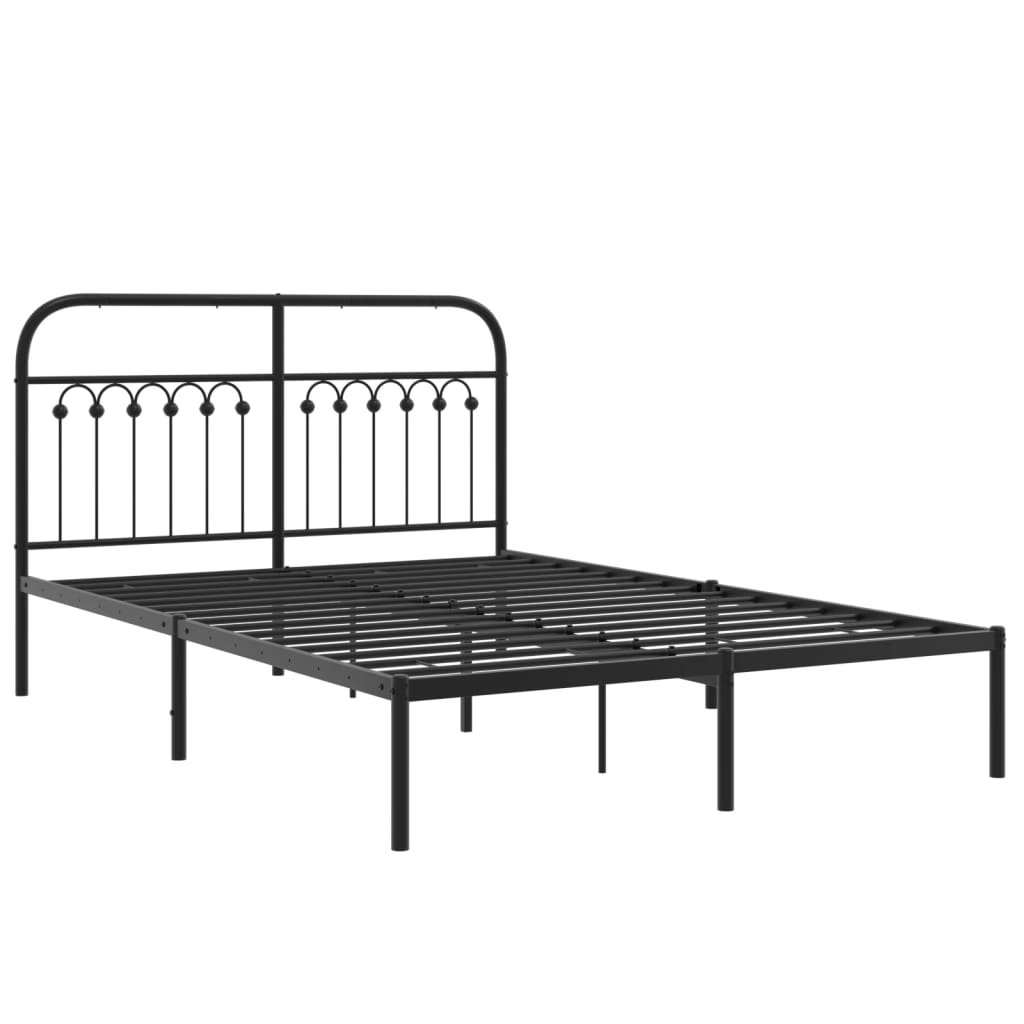 Bedframe met hoofdbord metaal zwart 140x190 cm is nu te koop bij PeponiXL, paradijselijk wonen!