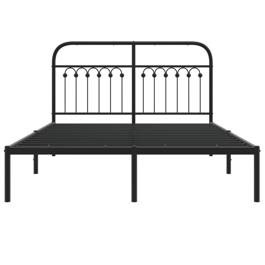 Bedframe met hoofdbord metaal zwart 140x190 cm is nu te koop bij PeponiXL, paradijselijk wonen!