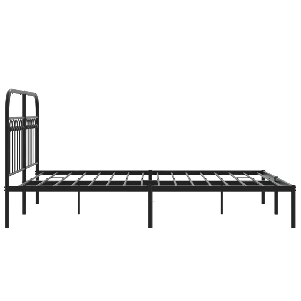 Bedframe met hoofdbord metaal zwart 140x190 cm is nu te koop bij PeponiXL, paradijselijk wonen!