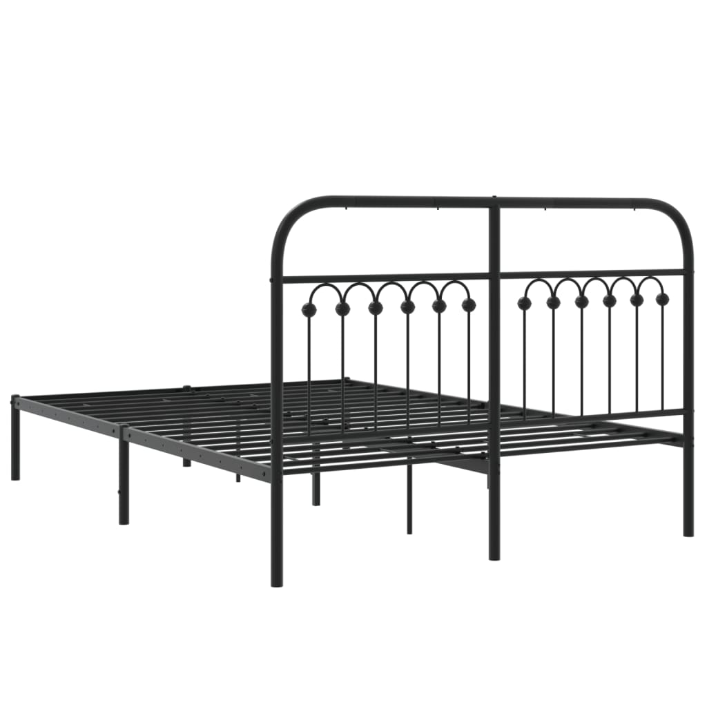 Bedframe met hoofdbord metaal zwart 140x190 cm is nu te koop bij PeponiXL, paradijselijk wonen!