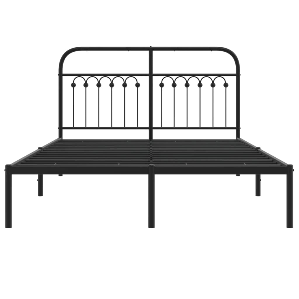 Bedframe met hoofdbord metaal zwart 140x200 cm is nu te koop bij PeponiXL, paradijselijk wonen!