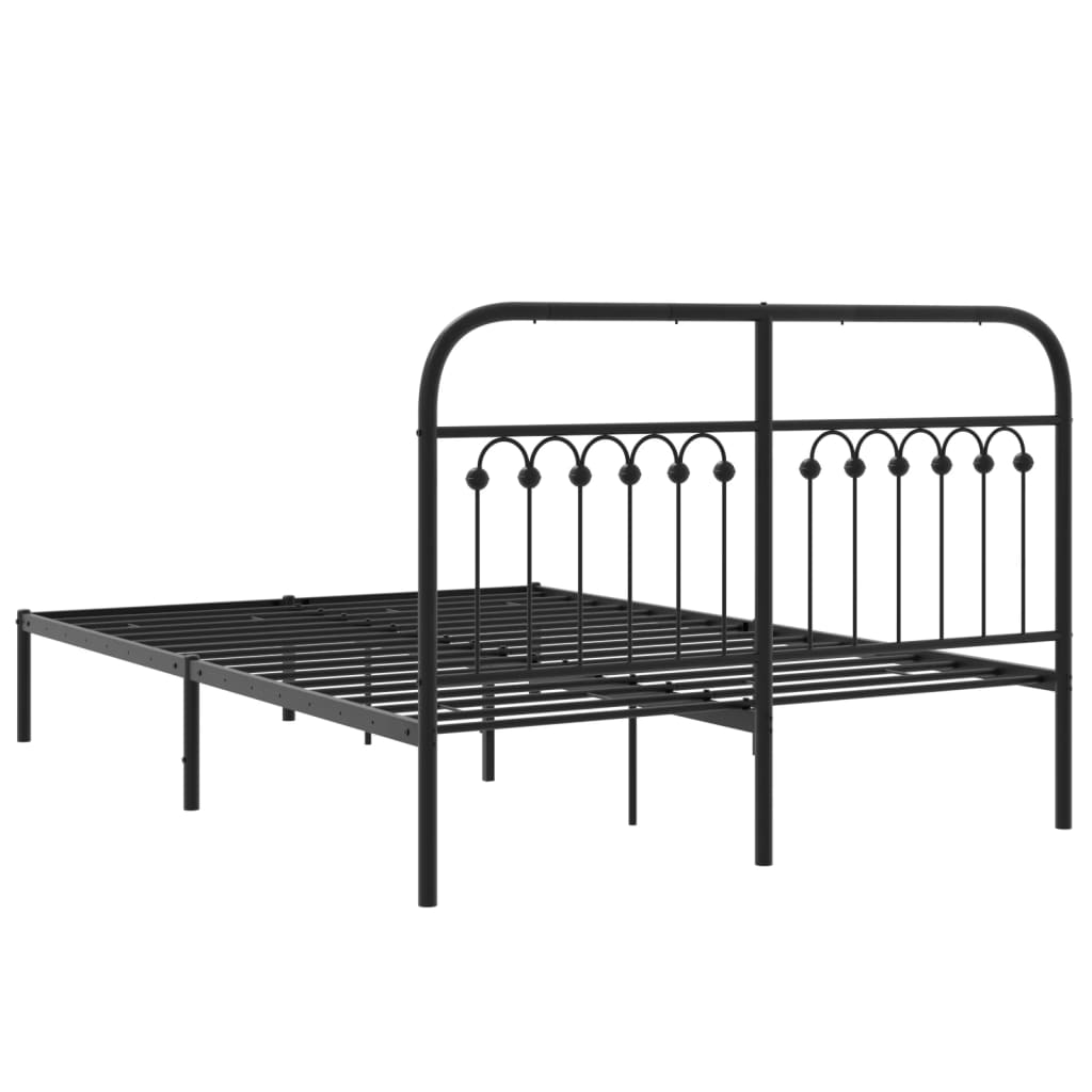 Bedframe met hoofdbord metaal zwart 140x200 cm is nu te koop bij PeponiXL, paradijselijk wonen!