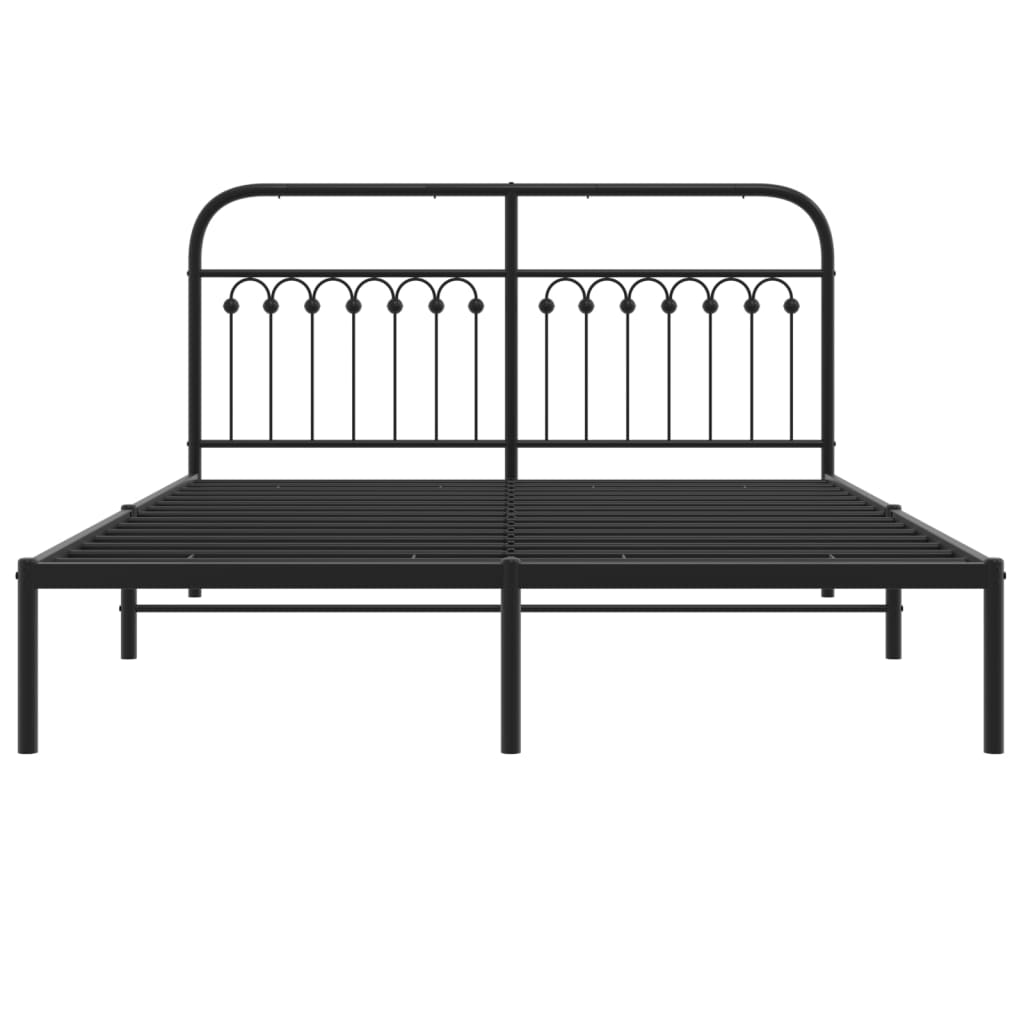 Bedframe met hoofdbord metaal zwart 150x200 cm is nu te koop bij PeponiXL, paradijselijk wonen!