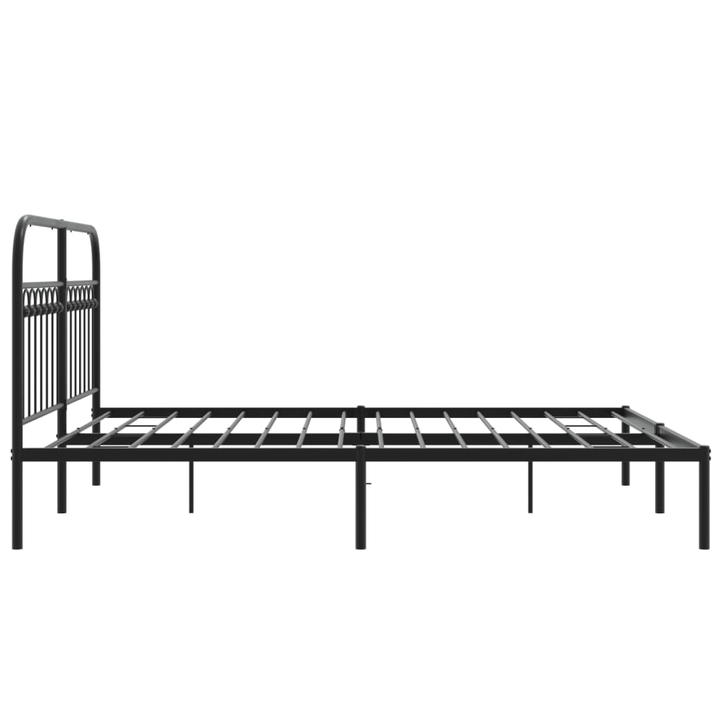 Bedframe met hoofdbord metaal zwart 150x200 cm is nu te koop bij PeponiXL, paradijselijk wonen!