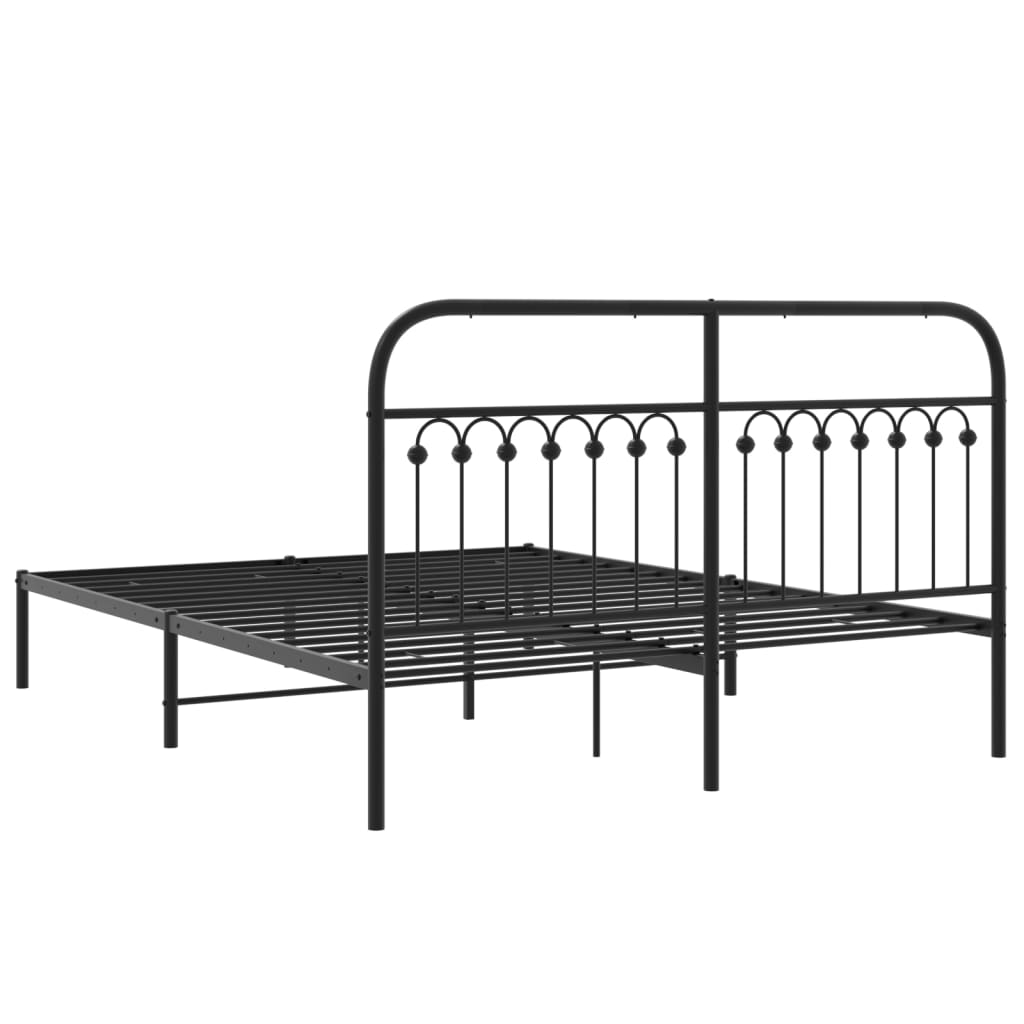 Bedframe met hoofdbord metaal zwart 150x200 cm is nu te koop bij PeponiXL, paradijselijk wonen!