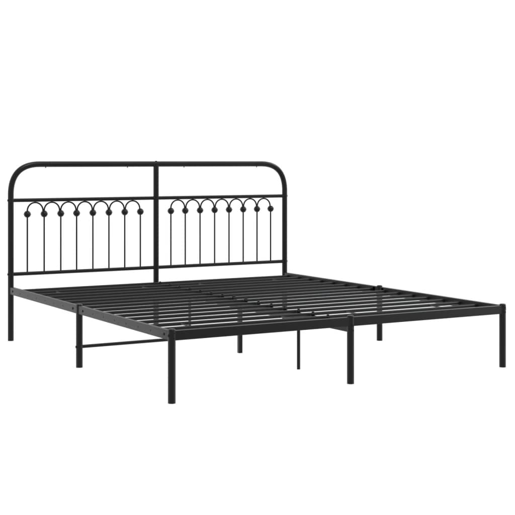 Bedframe met hoofdbord metaal zwart 183x203 cm is nu te koop bij PeponiXL, paradijselijk wonen!