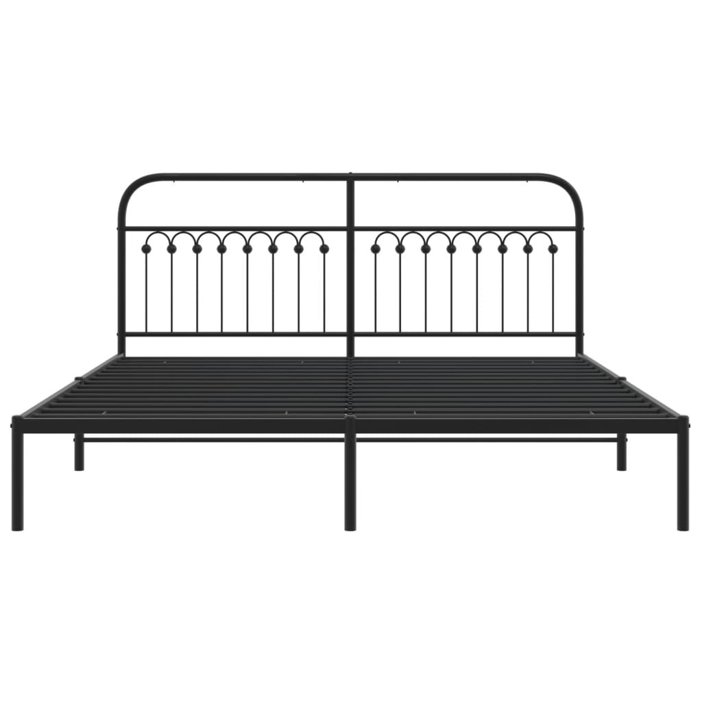 Bedframe met hoofdbord metaal zwart 183x213 cm is nu te koop bij PeponiXL, paradijselijk wonen!