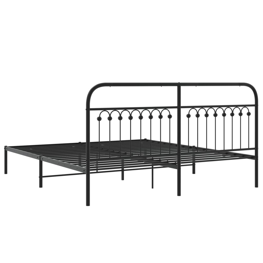 Bedframe met hoofdbord metaal zwart 183x213 cm is nu te koop bij PeponiXL, paradijselijk wonen!