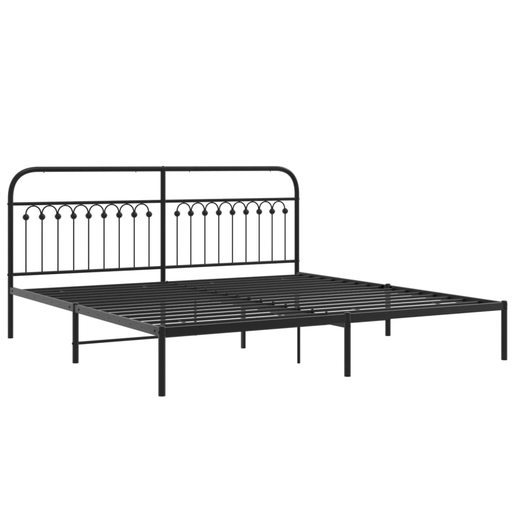 Bedframe met hoofdbord metaal zwart 193x203 cm is nu te koop bij PeponiXL, paradijselijk wonen!