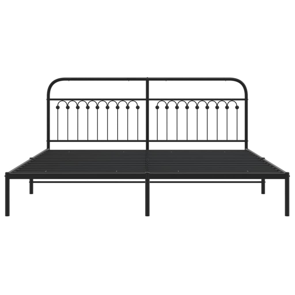 Bedframe met hoofdbord metaal zwart 193x203 cm is nu te koop bij PeponiXL, paradijselijk wonen!