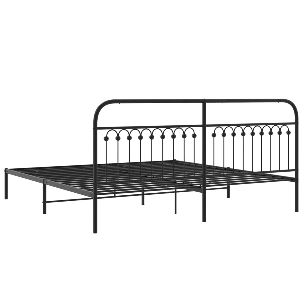 Bedframe met hoofdbord metaal zwart 193x203 cm is nu te koop bij PeponiXL, paradijselijk wonen!