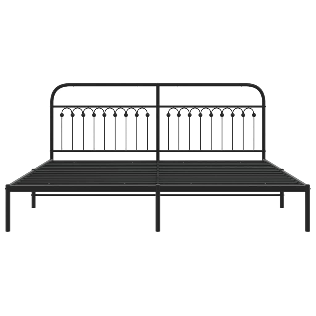 Bedframe met hoofdbord metaal zwart 200x200 cm is nu te koop bij PeponiXL, paradijselijk wonen!