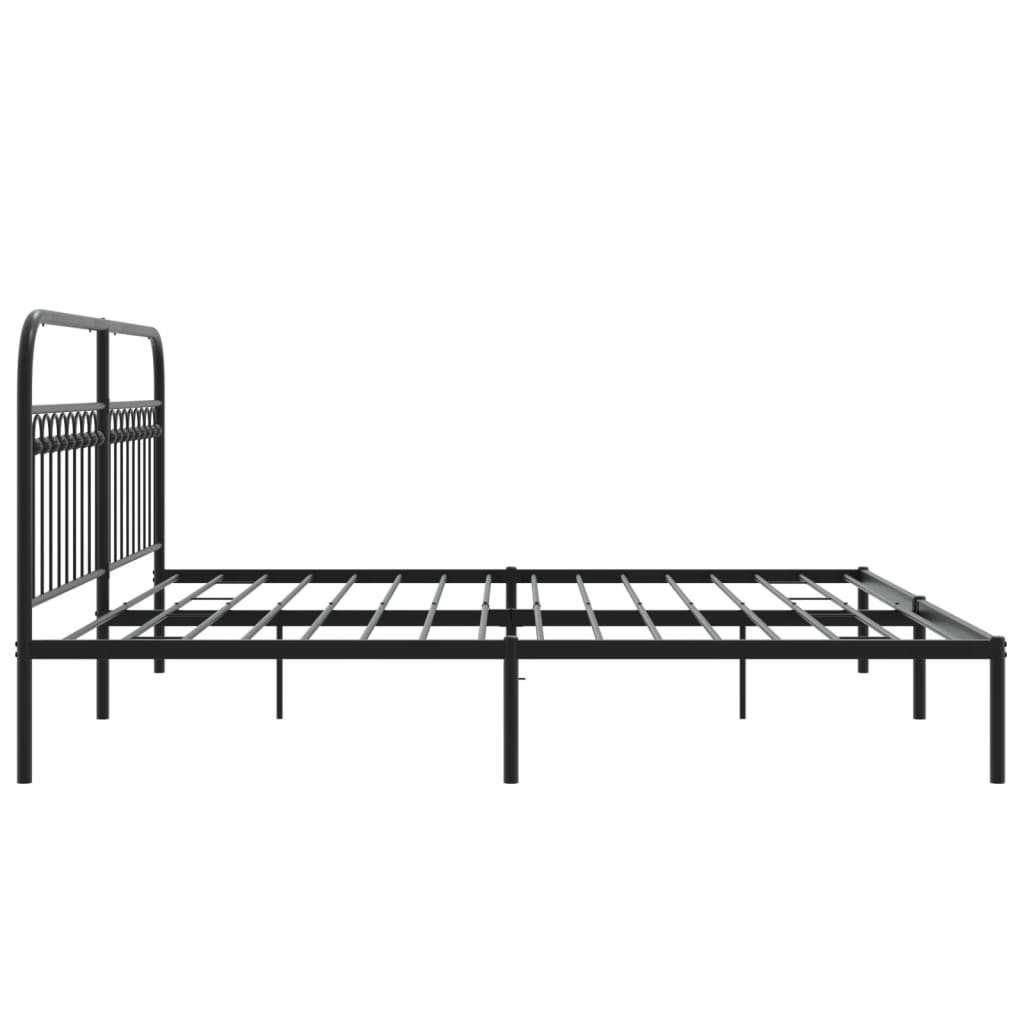 Bedframe met hoofdbord metaal zwart 200x200 cm is nu te koop bij PeponiXL, paradijselijk wonen!