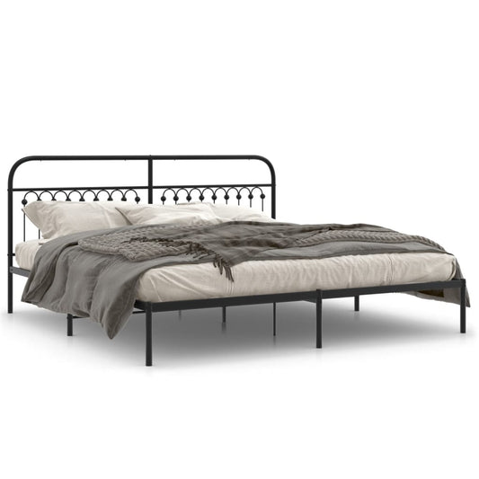 Bedframe met hoofdbord metaal zwart 200x200 cm is nu te koop bij PeponiXL, paradijselijk wonen!