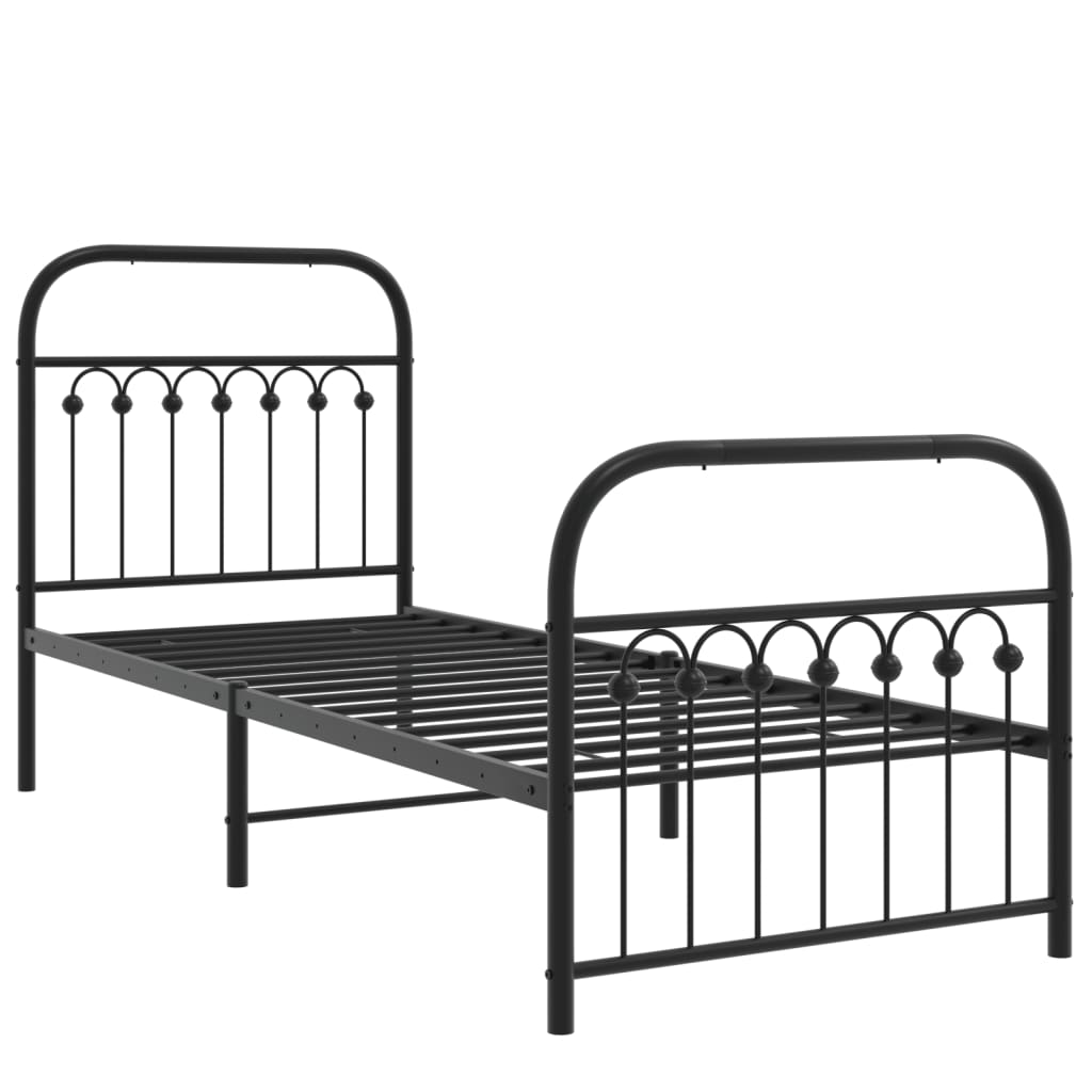 Bedframe met hoofd- en voeteneinde metaal zwart 75x190 cm is nu te koop bij PeponiXL, paradijselijk wonen!