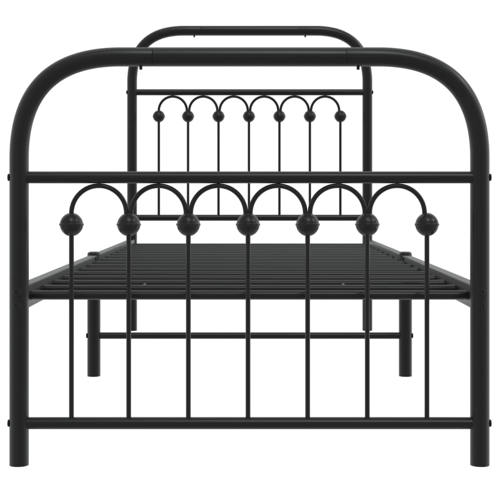 Bedframe met hoofd- en voeteneinde metaal zwart 75x190 cm is nu te koop bij PeponiXL, paradijselijk wonen!