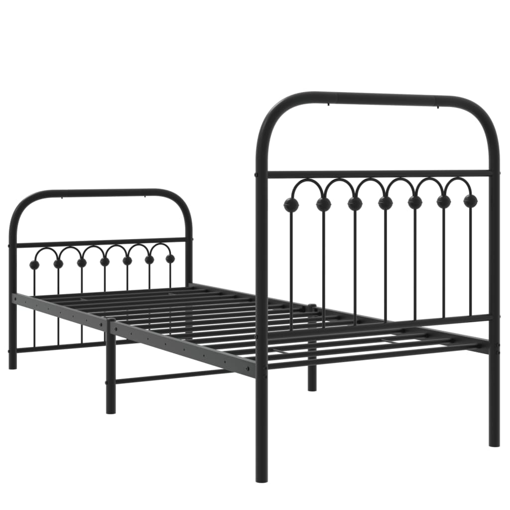 Bedframe met hoofd- en voeteneinde metaal zwart 75x190 cm is nu te koop bij PeponiXL, paradijselijk wonen!