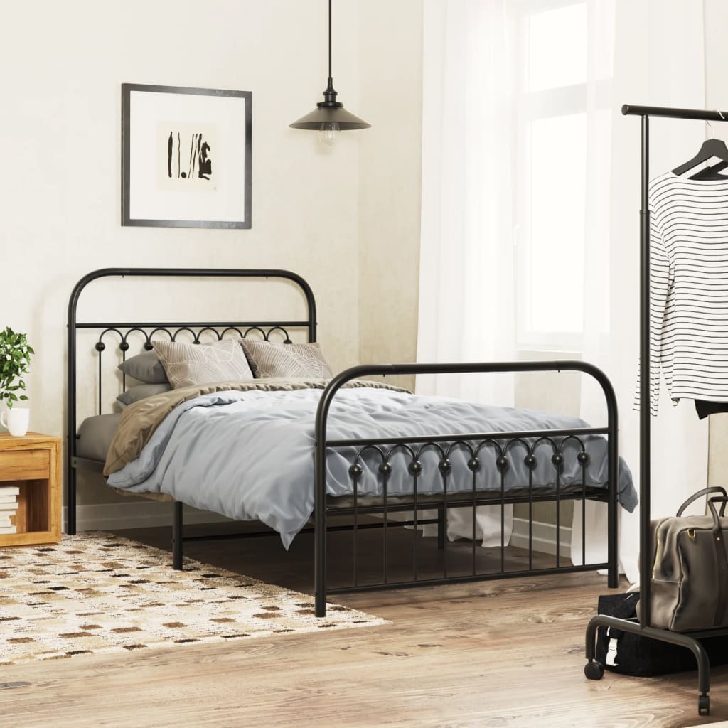 Bedframe met hoofd- en voeteneinde metaal zwart 100x190 cm is nu te koop bij PeponiXL, paradijselijk wonen!