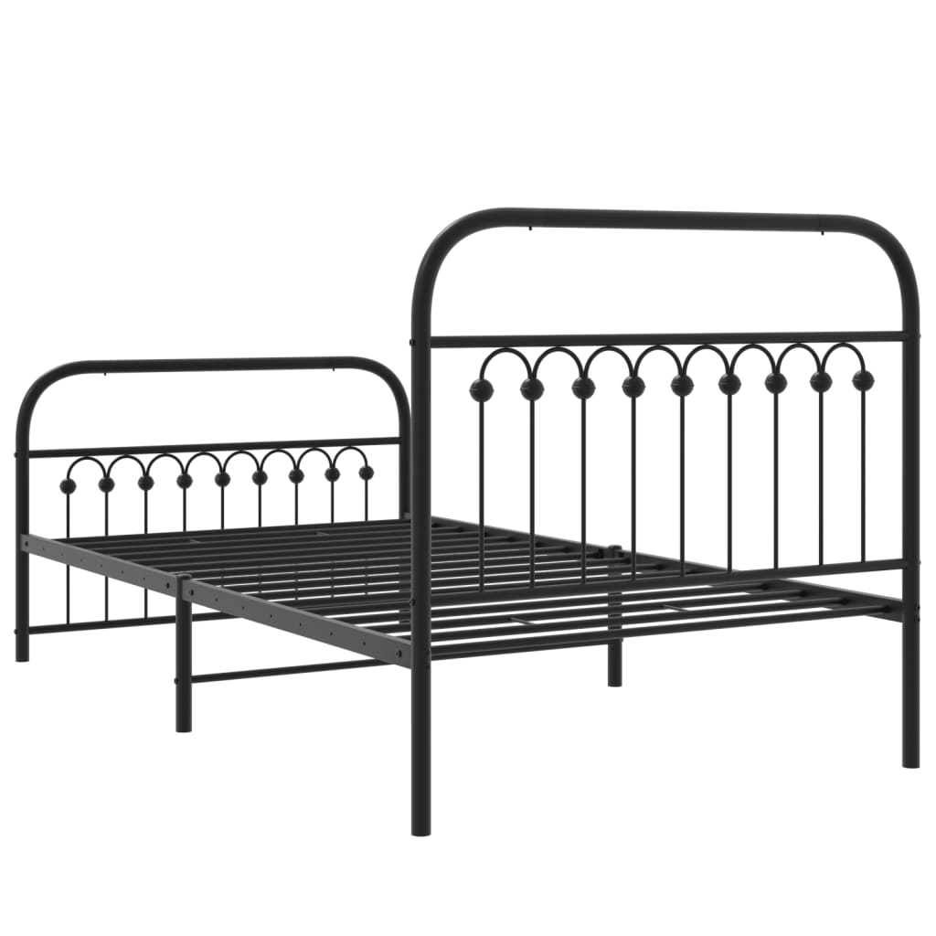 Bedframe met hoofd- en voeteneinde metaal zwart 100x190 cm is nu te koop bij PeponiXL, paradijselijk wonen!