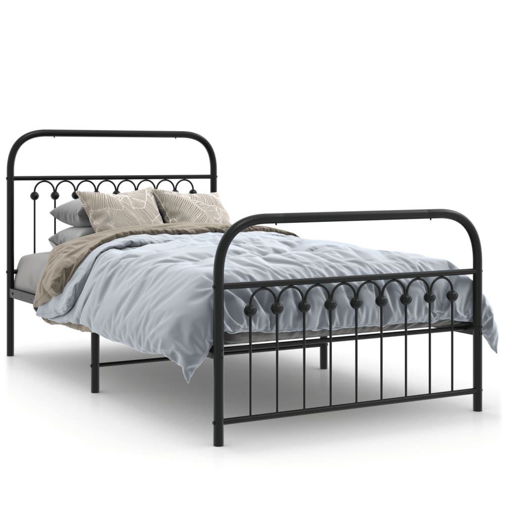 Bedframe met hoofd- en voeteneinde metaal zwart 100x190 cm is nu te koop bij PeponiXL, paradijselijk wonen!