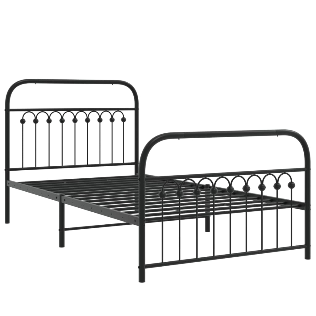 Bedframe met hoofd- en voeteneinde metaal zwart 100x200 cm is nu te koop bij PeponiXL, paradijselijk wonen!