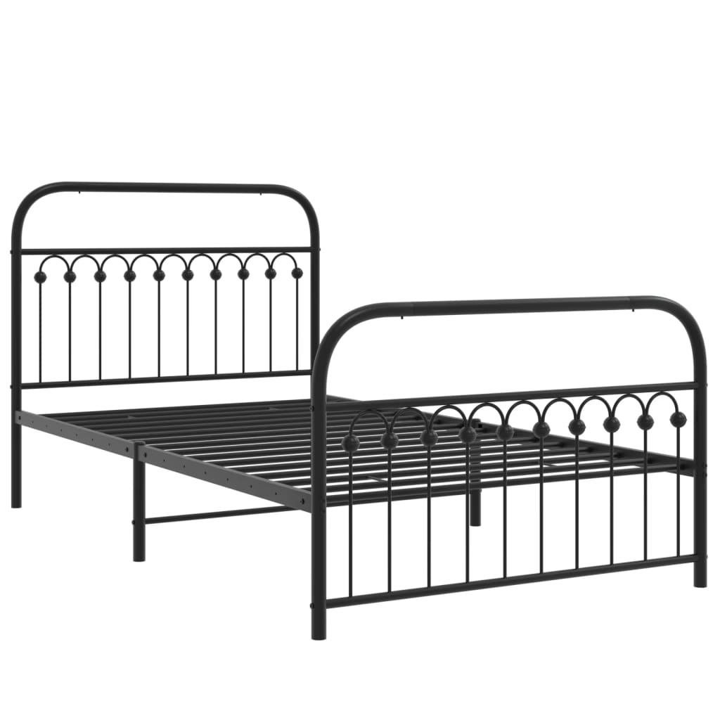 Bedframe met hoofd- en voeteneinde metaal zwart 107x203 cm is nu te koop bij PeponiXL, paradijselijk wonen!