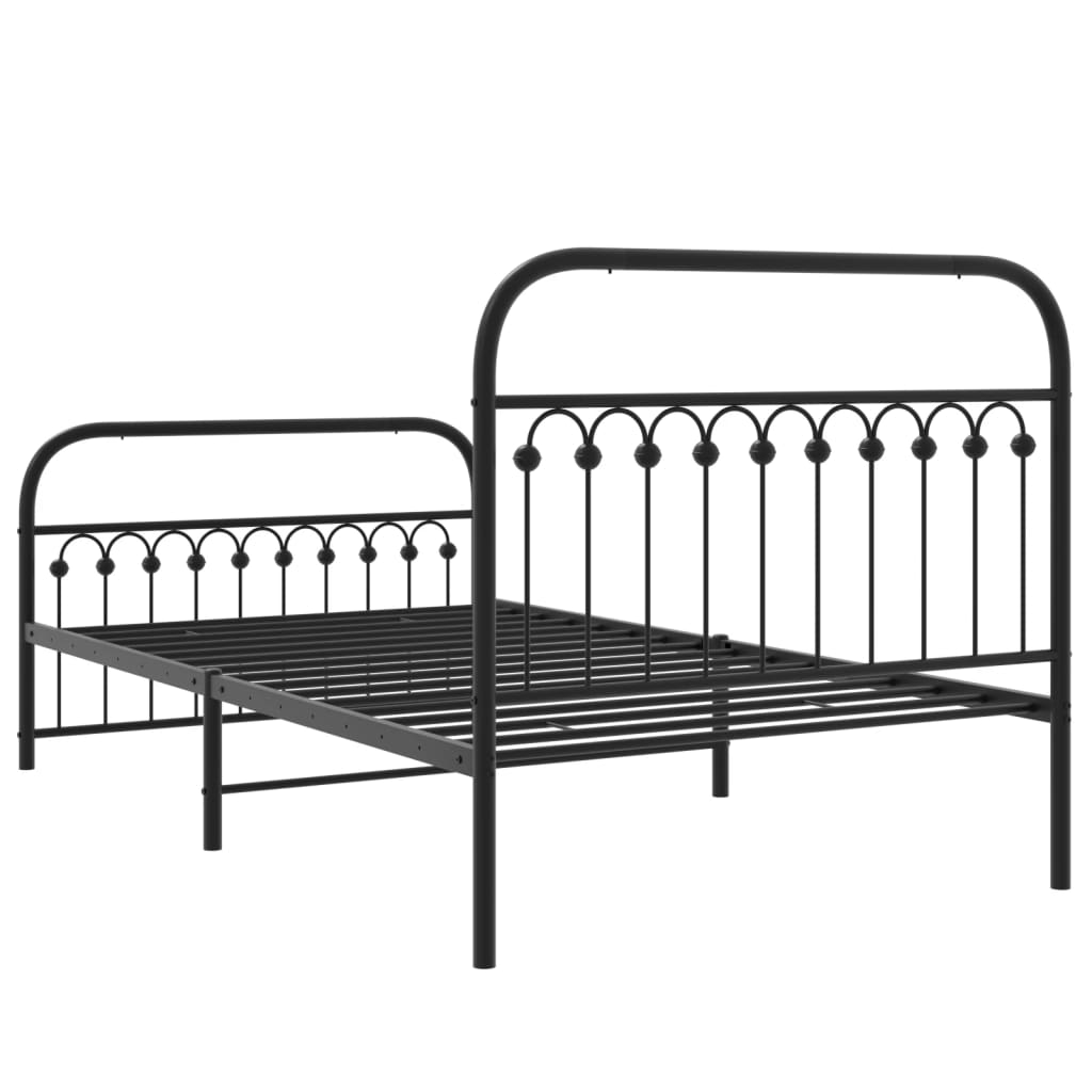 Bedframe met hoofd- en voeteneinde metaal zwart 107x203 cm is nu te koop bij PeponiXL, paradijselijk wonen!