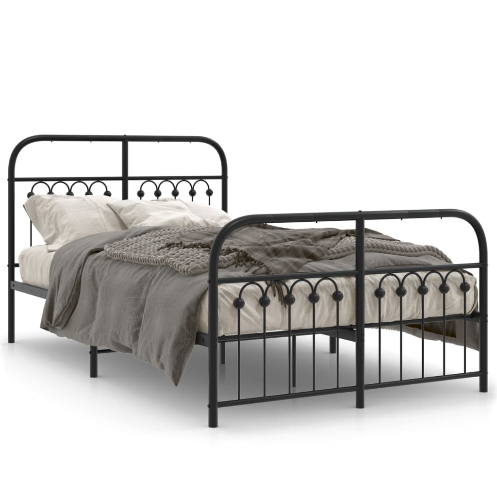 Bedframe met hoofd- en voeteneinde metaal zwart 120x190 cm is nu te koop bij PeponiXL, paradijselijk wonen!