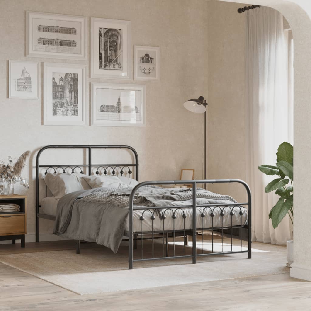 Bedframe met hoofd- en voeteneinde metaal zwart 120x200 cm is nu te koop bij PeponiXL, paradijselijk wonen!