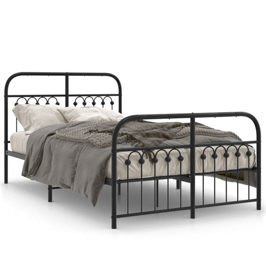Bedframe met hoofd- en voeteneinde metaal zwart 120x200 cm is nu te koop bij PeponiXL, paradijselijk wonen!