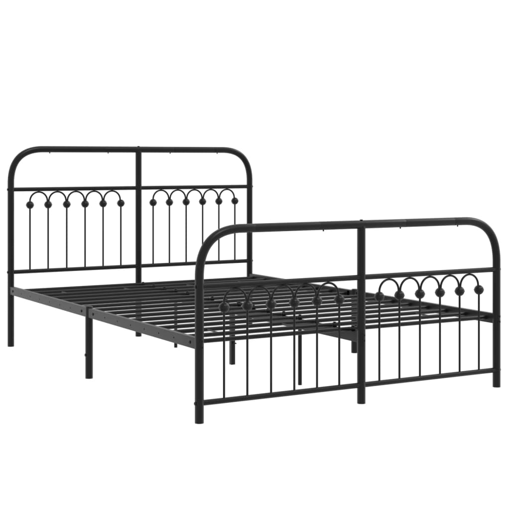 Bedframe met hoofd- en voeteneinde metaal zwart 137x190 cm is nu te koop bij PeponiXL, paradijselijk wonen!