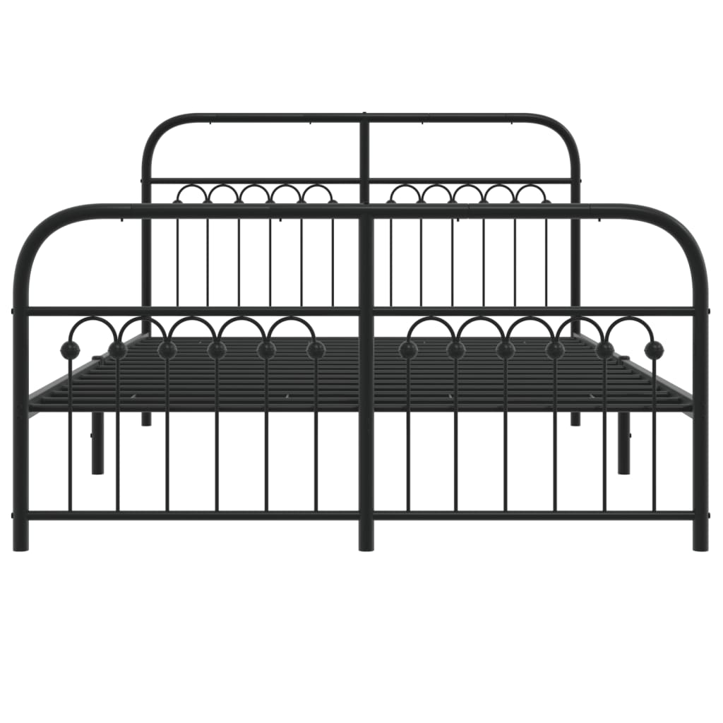 Bedframe met hoofd- en voeteneinde metaal zwart 137x190 cm is nu te koop bij PeponiXL, paradijselijk wonen!