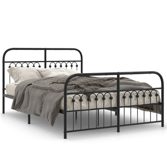 Bedframe met hoofd- en voeteneinde metaal zwart 137x190 cm is nu te koop bij PeponiXL, paradijselijk wonen!