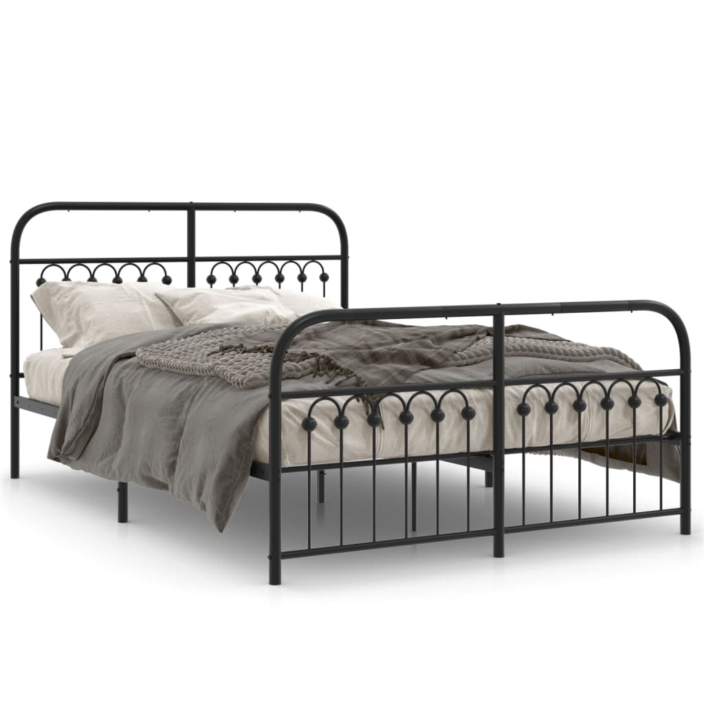 Bedframe met hoofd- en voeteneinde metaal zwart 140x190 cm is nu te koop bij PeponiXL, paradijselijk wonen!