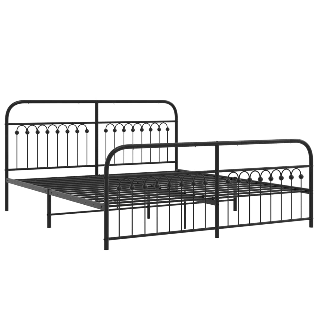 Bedframe met hoofd- en voeteneinde metaal zwart 183x203 cm is nu te koop bij PeponiXL, paradijselijk wonen!